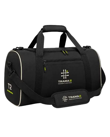 Bolsa deportiva negra con marca trama2