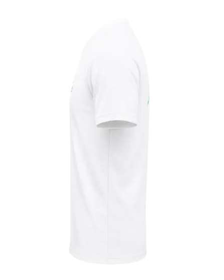Camiseta blanca de perfil durante la rotación